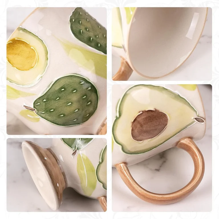 KAMMAK Avocado Green Floral Ceramic Tea Cup – GX023 – detail view 4