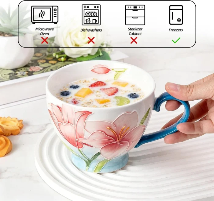 KAMMAK 8CZGX036 ceramic cup and saucer styled home decor setting image 5