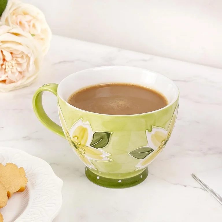 KAMMAK Enchanted Greenery Floral Ceramic Goblet – GX029 – detail view 3