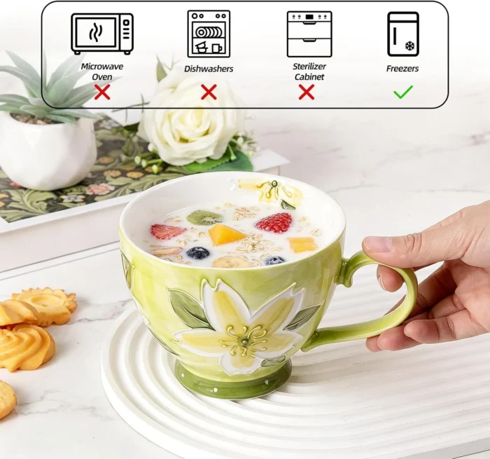 KAMMAK 8CZGX029 ceramic cup and saucer styled home decor setting image 5
