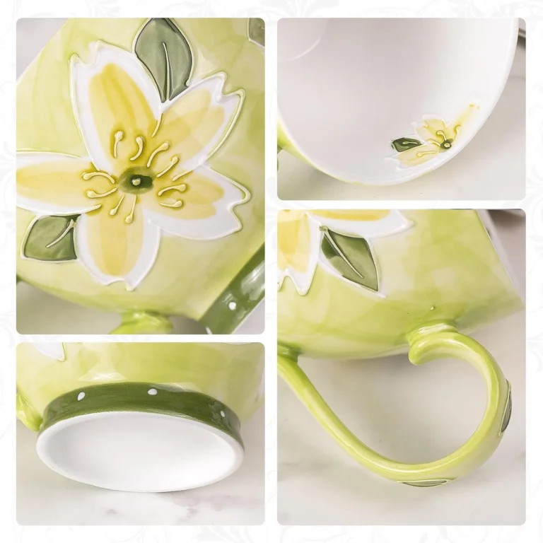 KAMMAK Enchanted Greenery Floral Ceramic Goblet – GX029 – detail view 4