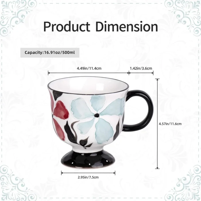 floral-ceramic-tea-cup-gx006-1 KAMMAK 8CZGX006 ceramic cup and saucer shape and proportion detail image 3
