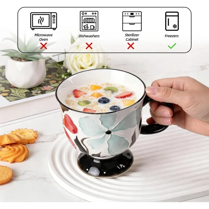 floral-ceramic-tea-cup-gx006-3 KAMMAK 8CZGX006 ceramic cup and saucer styled home decor setting image 5