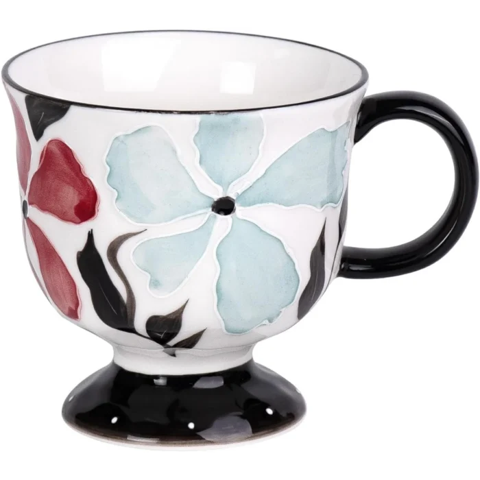 floral-ceramic-tea-cup-gx006 KAMMAK 8CZGX006 ceramic cup and saucer side angle view showing silhouette