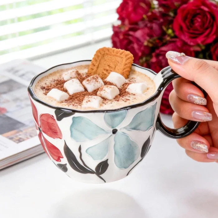 KAMMAK 8CZGX009 ceramic cup and saucer styled home decor setting image 5