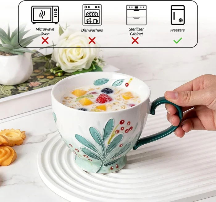 KAMMAK 8CZGX035 ceramic cup and saucer styled home decor setting image 5