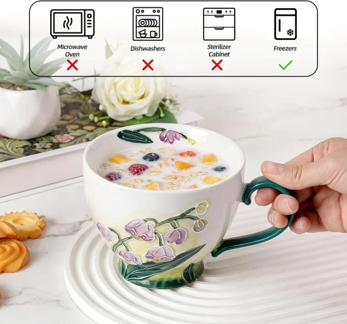 KAMMAK 8CZGX034 ceramic cup and saucer styled home decor setting image 5