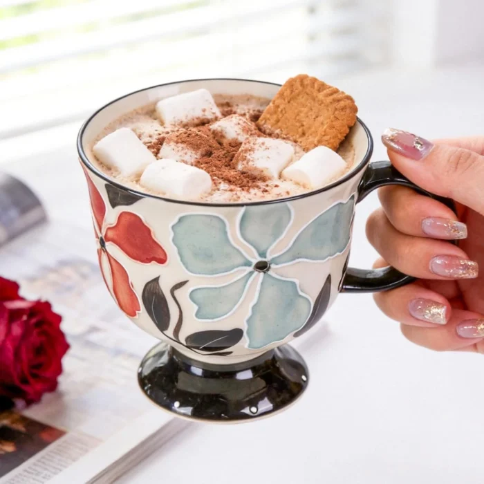 KAMMAK 8CZGX025 ceramic cup and saucer styled home decor setting image 5