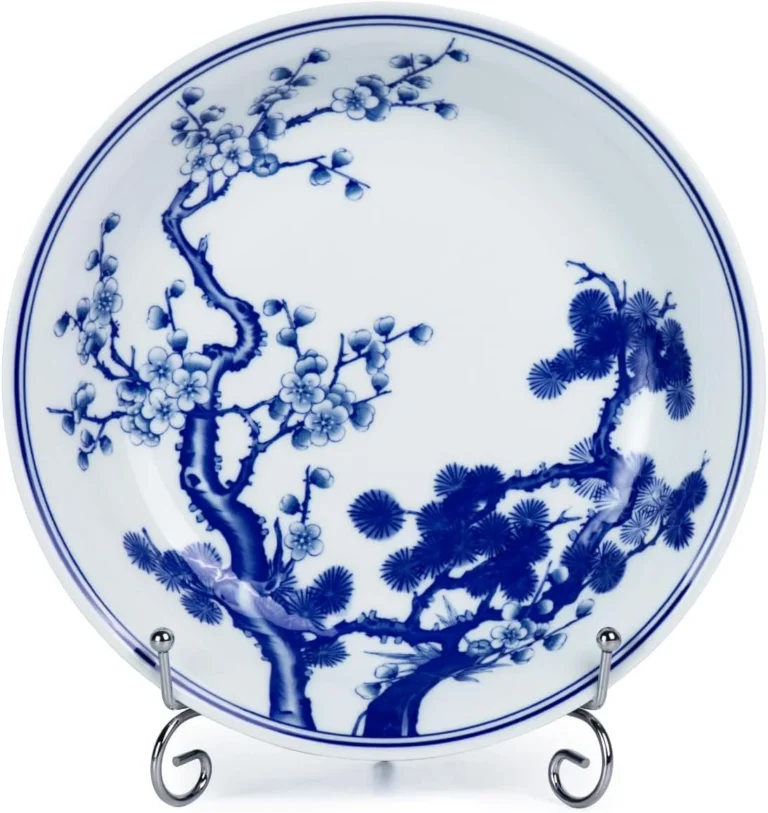 KAMMAK blue and white pine and plum 8-inch porcelain decorative plate
