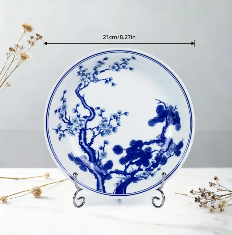 KAMMAK blue and white pine and plum decorative plate alternate product image 1