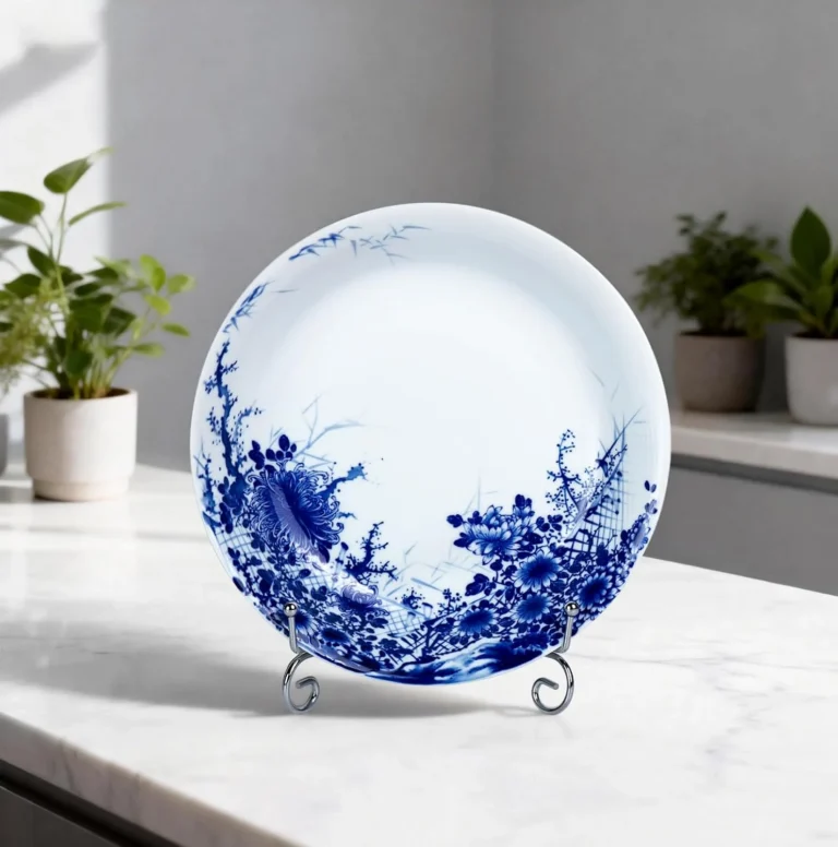 KAMMAK blue and white chrysanthemum decorative plate alternate product image 1