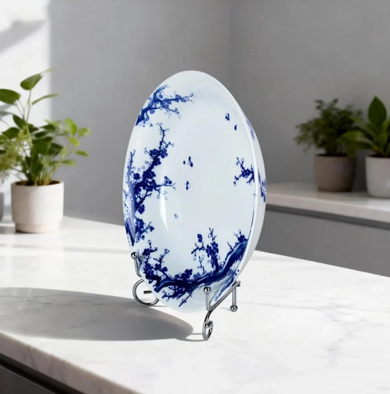 KAMMAK blue and white winter plum decorative plate alternate product image 1