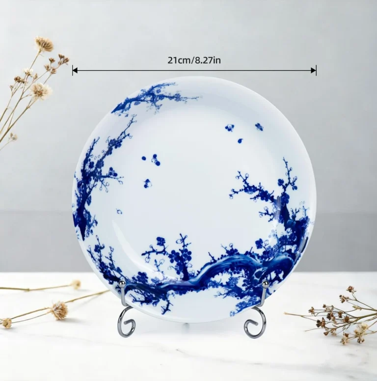 KAMMAK blue and white winter plum decorative plate alternate product image 3