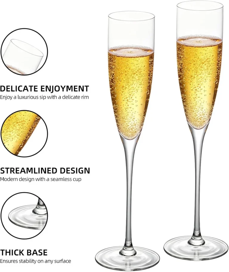 HR01 crystal flutes with wide bowls for champagne aeration