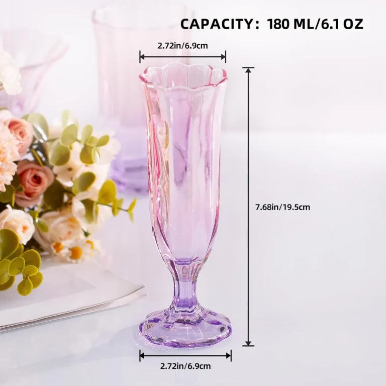 Purple OJ21 champagne glasses with romantic floral silhouettes