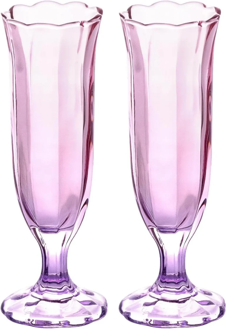 KAMMAK OJ21 purple floral 6.1 oz champagne flutes, set of two