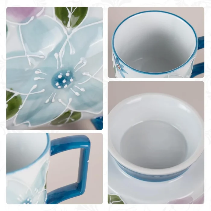 kammak-blue-floral-ceramic-footed-mugs-set-of-2-gx010-4 KAMMAK 8CZGX010 ceramic cup and saucer scale and proportion view image 6