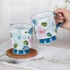 kammak-blue-floral-ceramic-footed-mugs-set-of-2-gx010-7 KAMMAK 8CZGX010 ceramic cup and saucer shape and proportion detail image 3