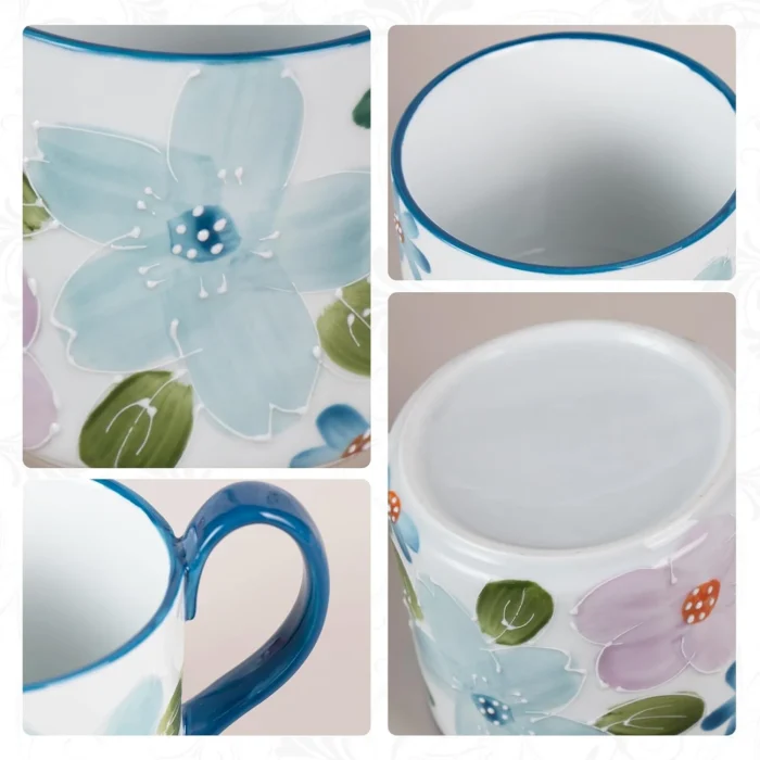 kammak-blue-floral-ceramic-mugs-set-of-2-gx013-3 KAMMAK 8CZGX013 ceramic cup and saucer styled home decor setting image 5