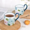 kammak-blue-floral-ceramic-mugs-set-of-2-gx013-6 KAMMAK 8CZGX013 ceramic cup and saucer front view for product display