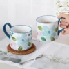 kammak-blue-floral-ceramic-mugs-set-of-2-gx013-7 KAMMAK 8CZGX013 ceramic cup and saucer shape and proportion detail image 3