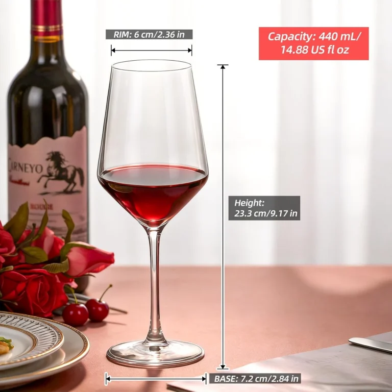 KAMMAK Crystal Red Wine Glasses Set of 2, Bordeaux Stemmed Glasses – DY020 – product dimensions