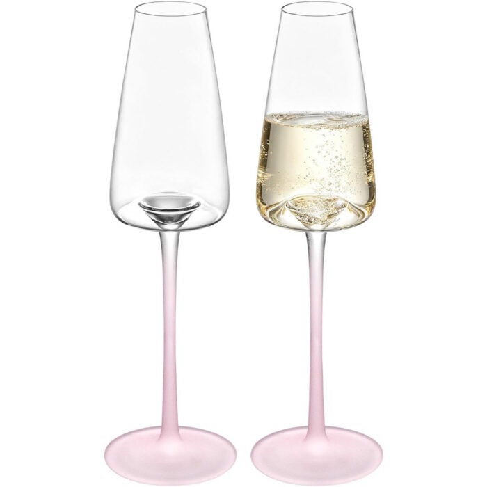 KAMMAK Colored-Stem Champagne Flutes, Set of 2 — Pink stems