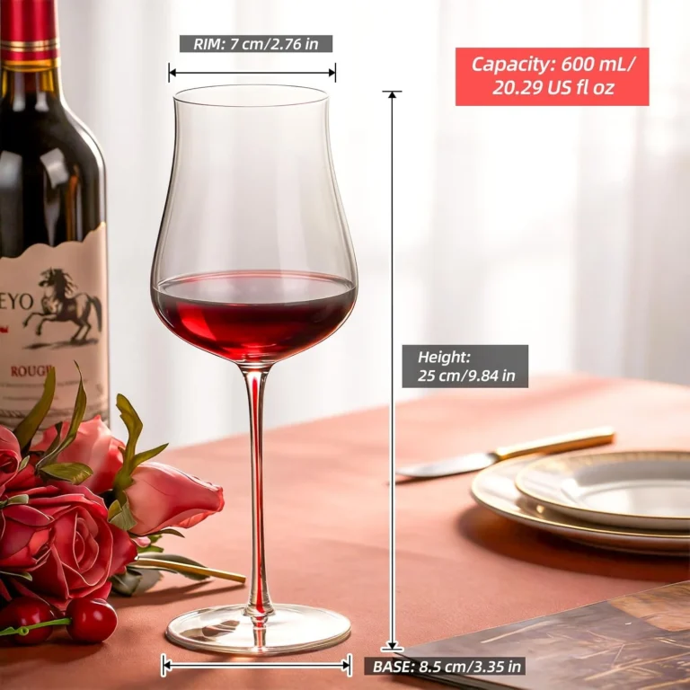 KAMMAK Crystal Red Wine Glasses Set of 2, Bordeaux Stemmed Glasses – DY003 – product dimensions