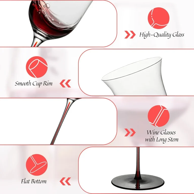 KAMMAK Crystal Red Wine Glasses Set of 2, Bordeaux Stemmed Glasses – DY004 – detail view 2
