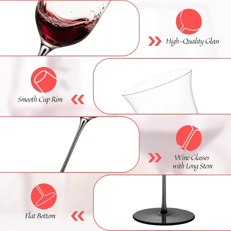 KAMMAK Crystal Red Wine Glasses Set of 2, Bordeaux Stemmed Glasses – DY005 – detail view 2