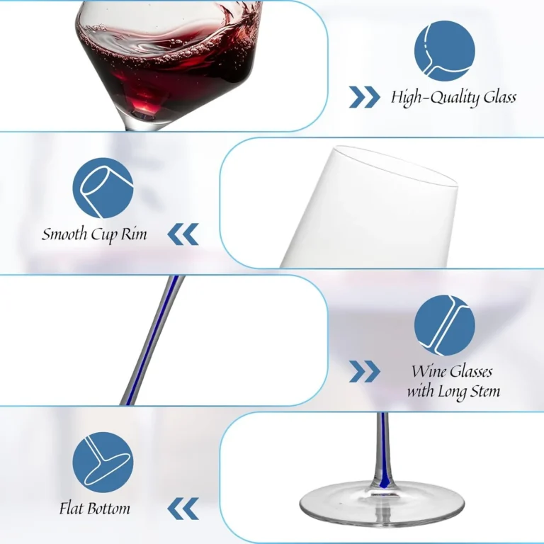 KAMMAK Crystal Red Wine Glasses Set of 2, Bordeaux Stemmed Glasses – DY011 – detail view 2