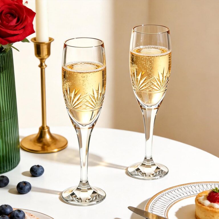 Set of two 5.75 oz white champagne flutes for celebrations
