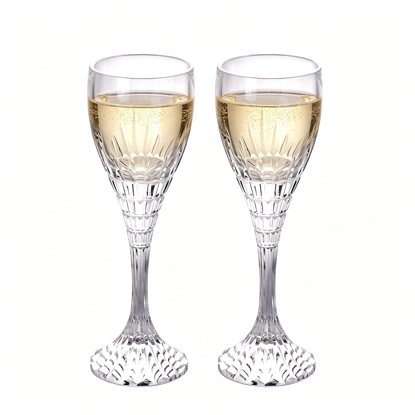 KAMMAK tulip-shaped vintage crystal champagne glasses, set of two