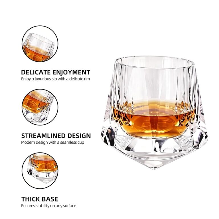 KAMMAK Crystal Whiskey Glasses Set of 2 Old Fashioned Glasses Stemless – detail view 3