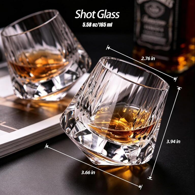KAMMAK Crystal Whiskey Glasses Set of 2 Old Fashioned Glasses Stemless – product dimensions