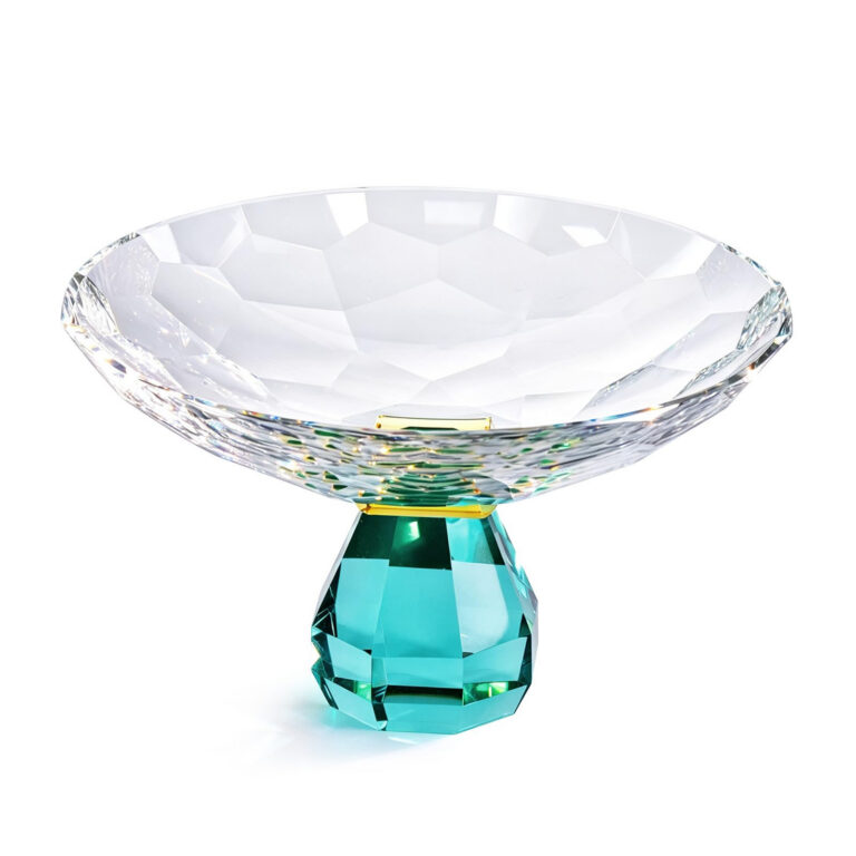 KAMMAK Light Green Faceted Crystal Glass Fruit Bowl – WY038 – detail view 1