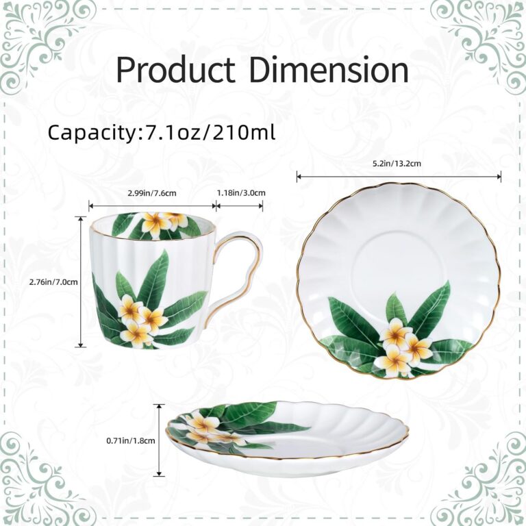 Tea Cups And Saucers dimensions and product details