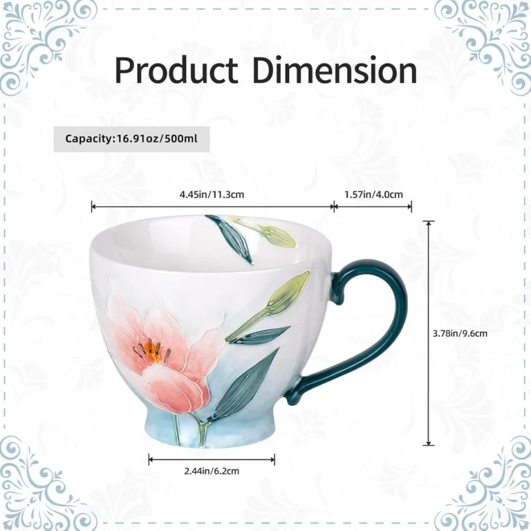 KAMMAK Lush Meadow Floral Ceramic Goblet – GX030 – product dimensions
