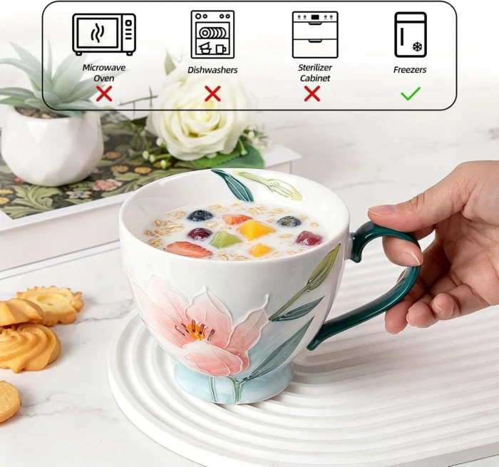 KAMMAK 8CZGX030 ceramic cup and saucer styled home decor setting image 5