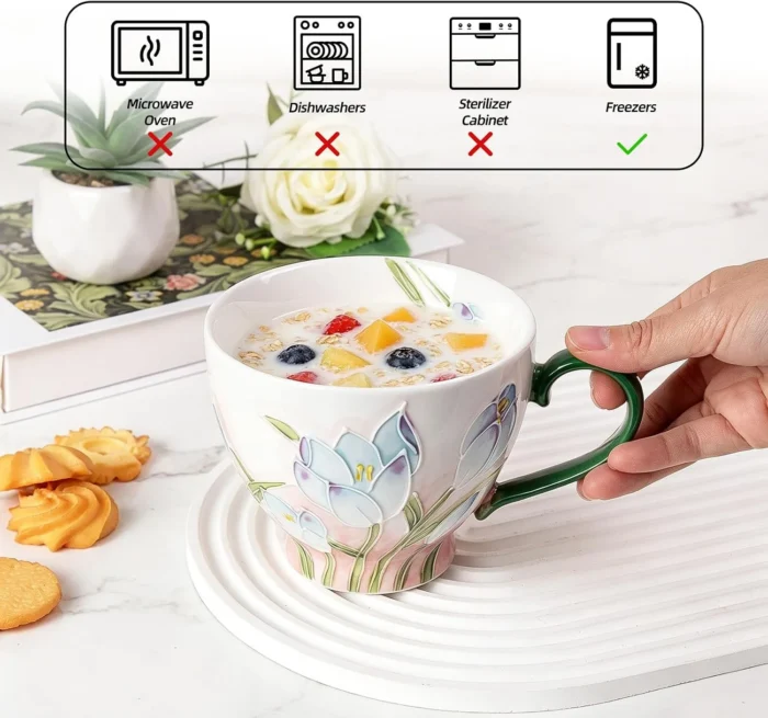 KAMMAK 8CZGX037 ceramic cup and saucer styled home decor setting image 5