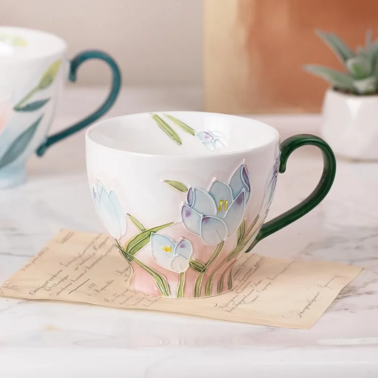 KAMMAK Orchid and Osmanthus Floral Ceramic Goblet – GX037 – detail view 1