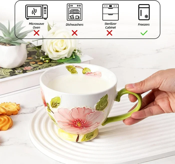 KAMMAK 8CZGX028 ceramic cup and saucer styled home decor setting image 5