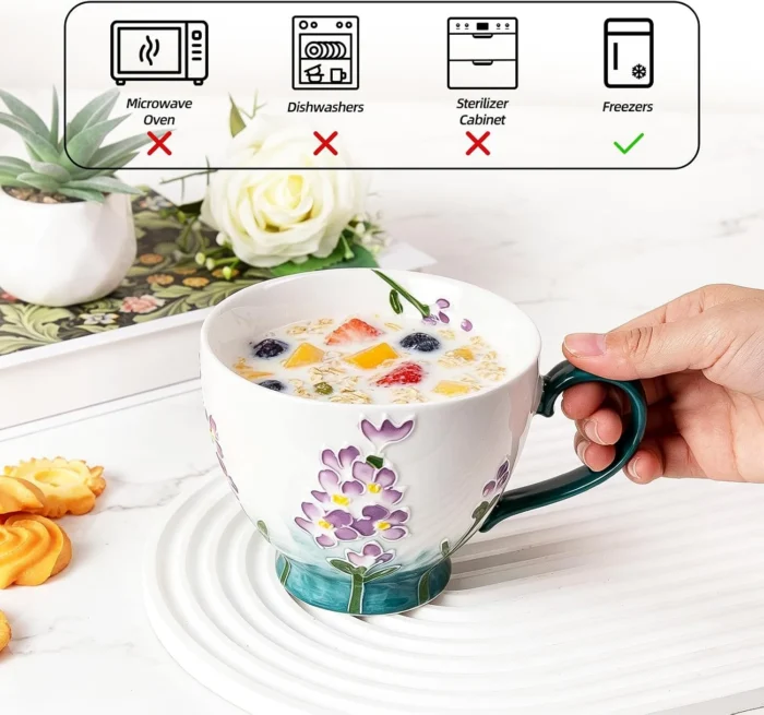 KAMMAK 8CZGX031 ceramic cup and saucer styled home decor setting image 5