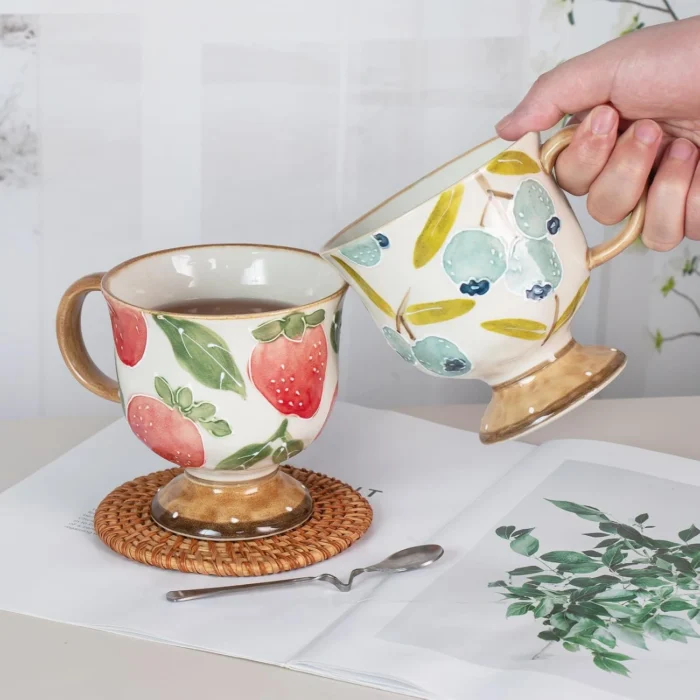 KAMMAK 8CZGX022 ceramic cup and saucer styled home decor setting image 5