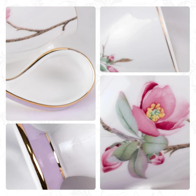 Gold-trimmed tea cup set product detail