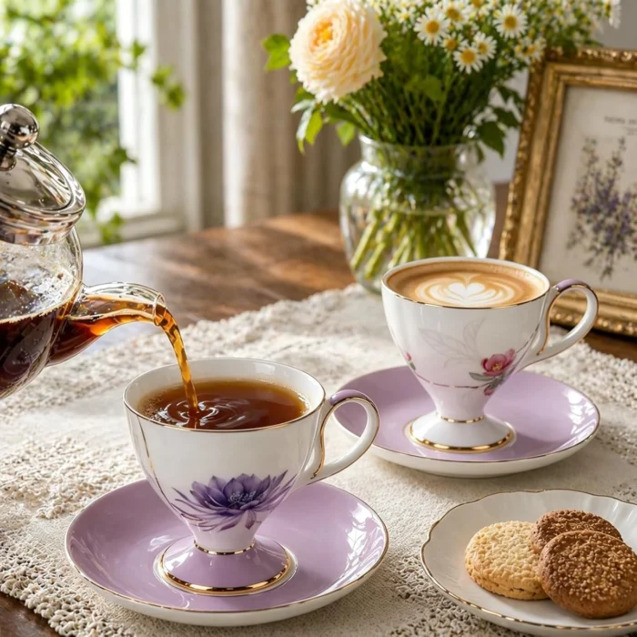 tea-cup-set-6 KAMMAK 8CZRX015+16 ceramic cup and saucer decorative craft detail image 7