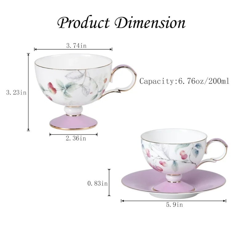 Porcelain tea cup and saucer set gallery view