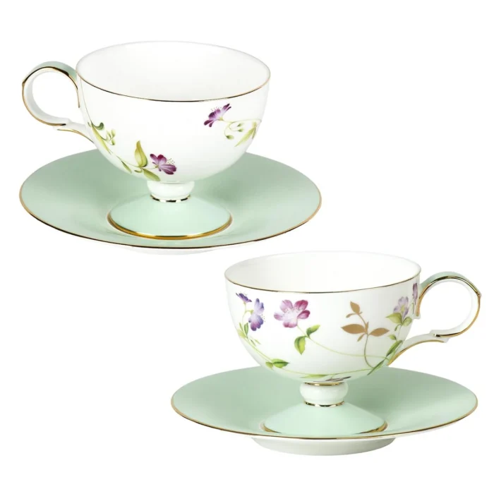 tea-cup-set-february-orchid KAMMAK 8CZRX023 ceramic cup and saucer side angle view showing silhouette