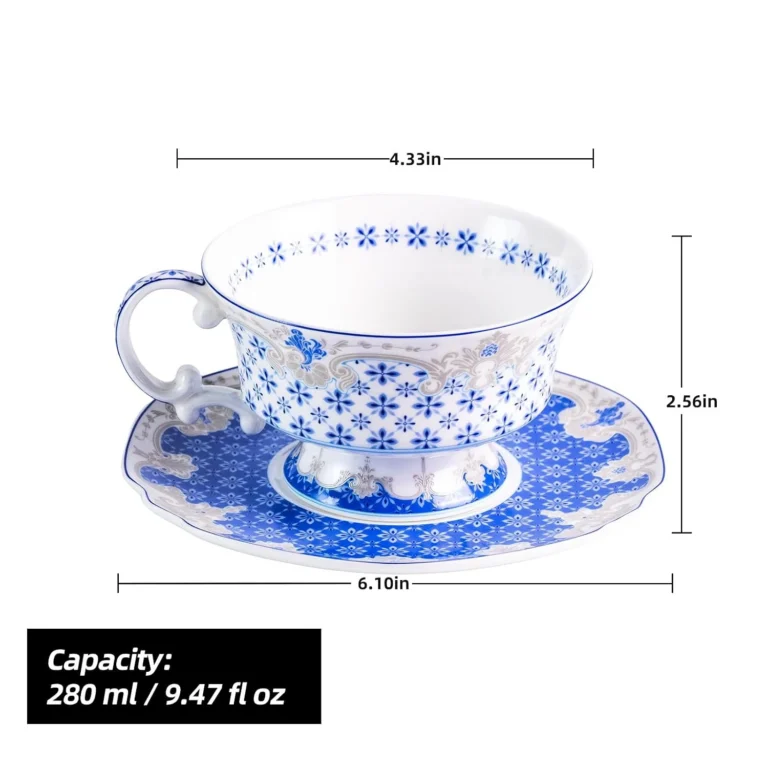 Porcelain tea cup and saucer set gallery view