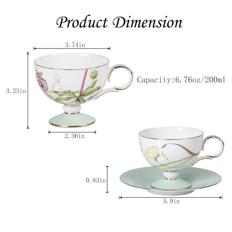 Porcelain tea cup and saucer set gallery view